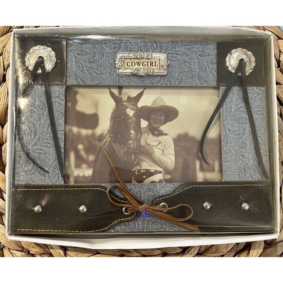 Key Point Novelty Cowgirl Western Picture Frame Tassel Rodeo Country 4x6in - Picture 1 of 7